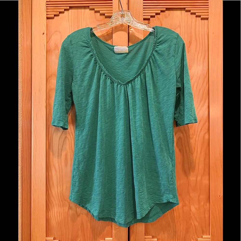 Anthropologie BENANDLUCIA Cotton TOP  S Emerald